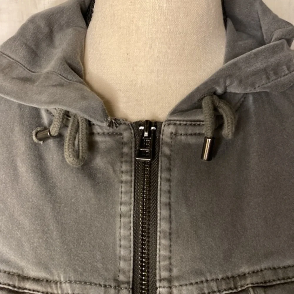 Nicole Miller Army Green Casual Zip Up Hooded‎ Jacket Size Medium